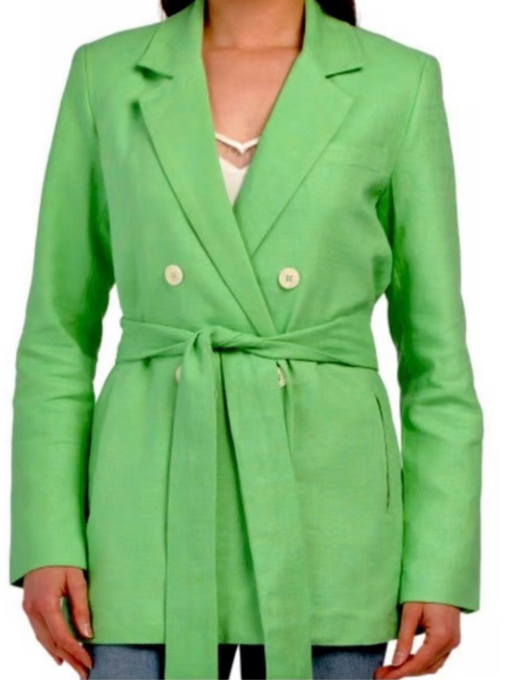 House of Harlow 1960 linen blend belted double breasted blazer .New no tags